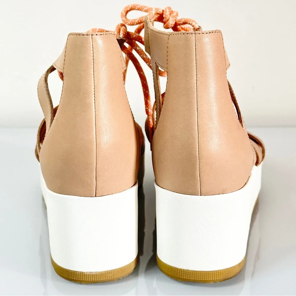 NEW Sorel Cameron Lace Up Wedge Sneaker Sandal Beige 11 Gladiator - Picture 5 of 9